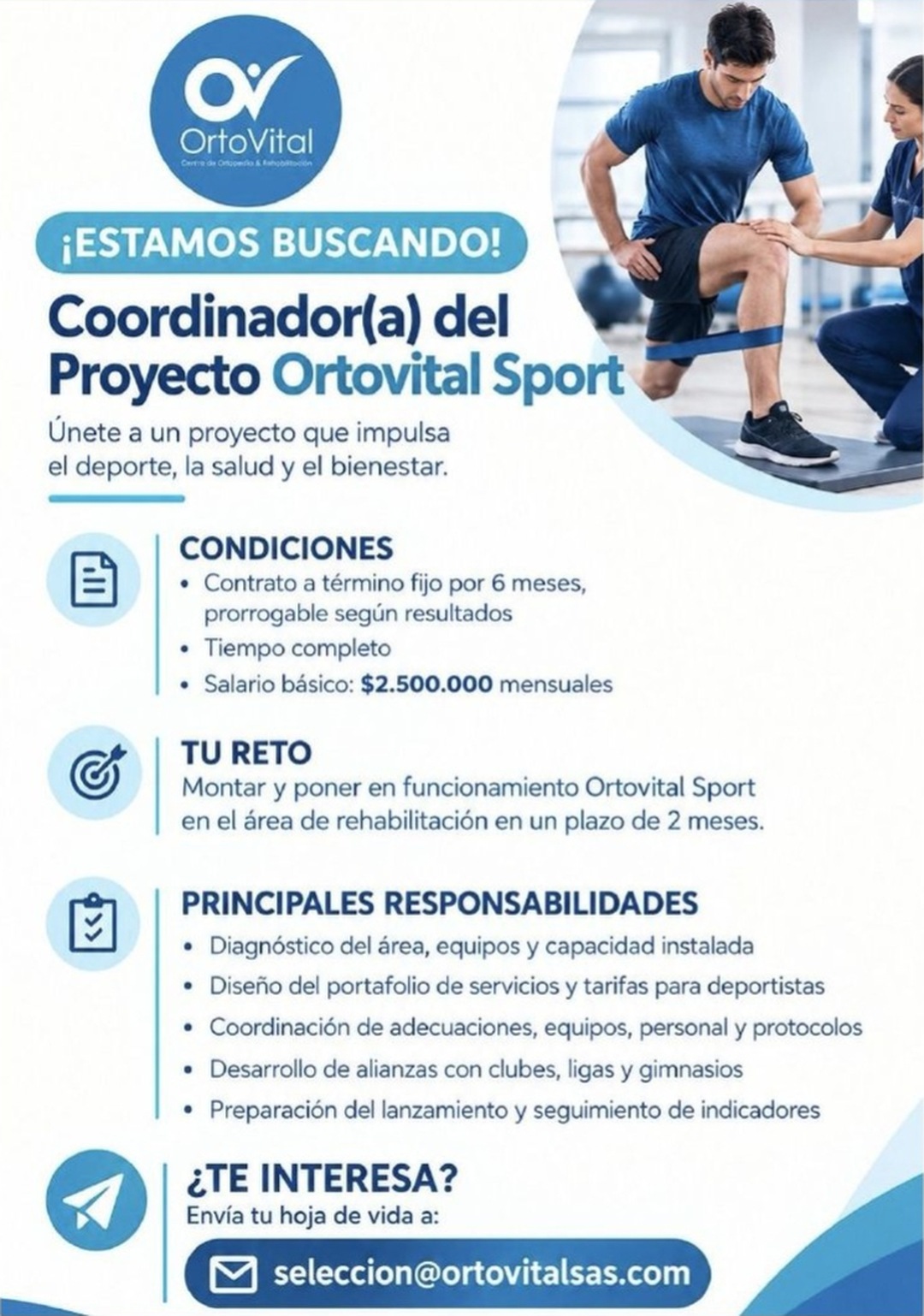 Coordinador(a) del Proyecto Ortovital Sport