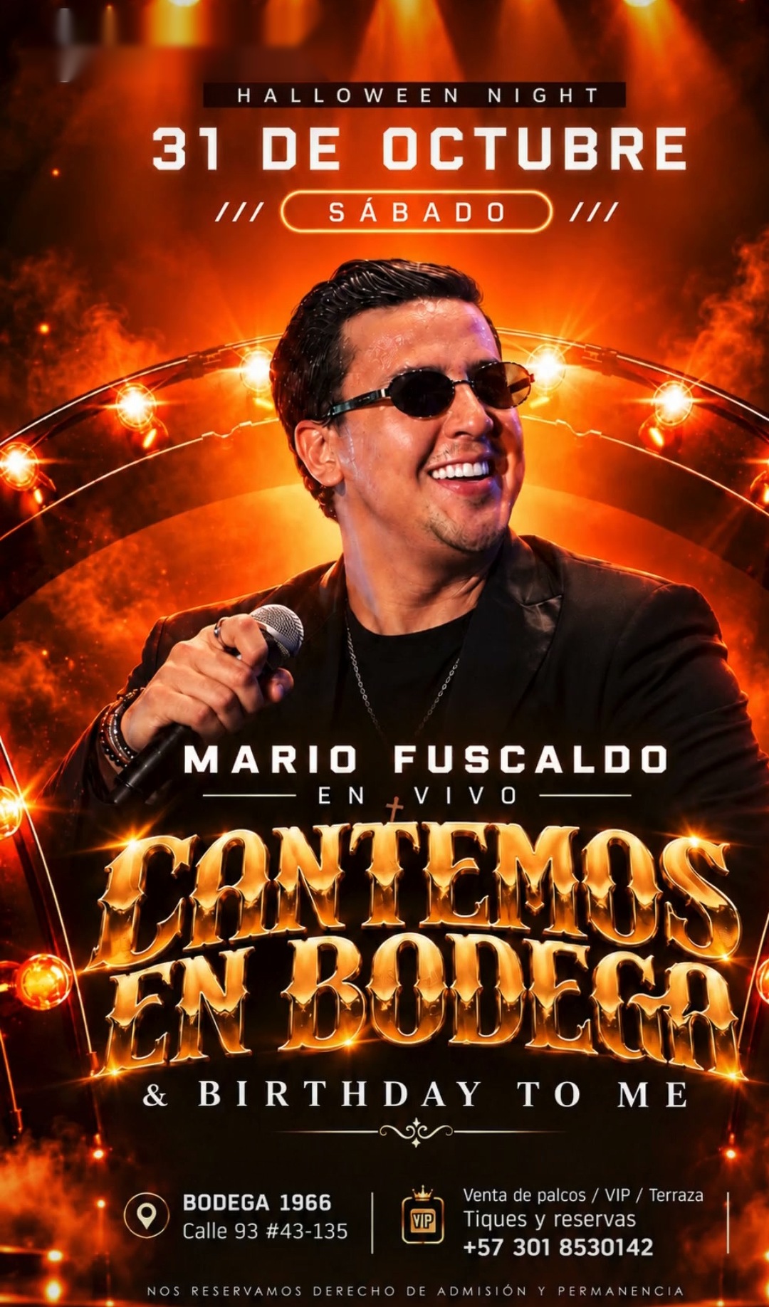 Halloween Night: Mario Fuscaldo en vivo, Cantemos en Bodega & Birthday to Me (+18)