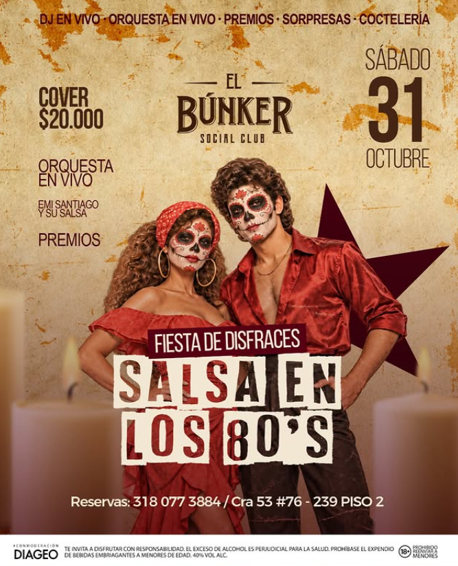Fiesta de Disfraces: Salsa en los 80’s (+18)
