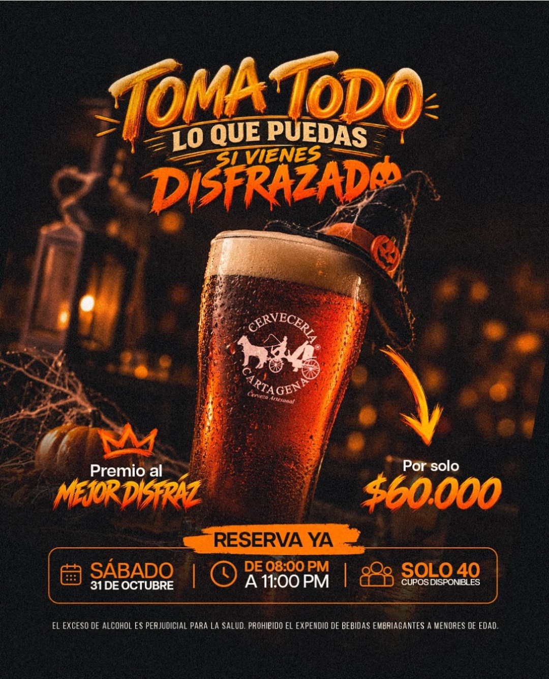Toma todo lo que puedas si vienes disfrazado — Halloween en Cervecera Cartagena
