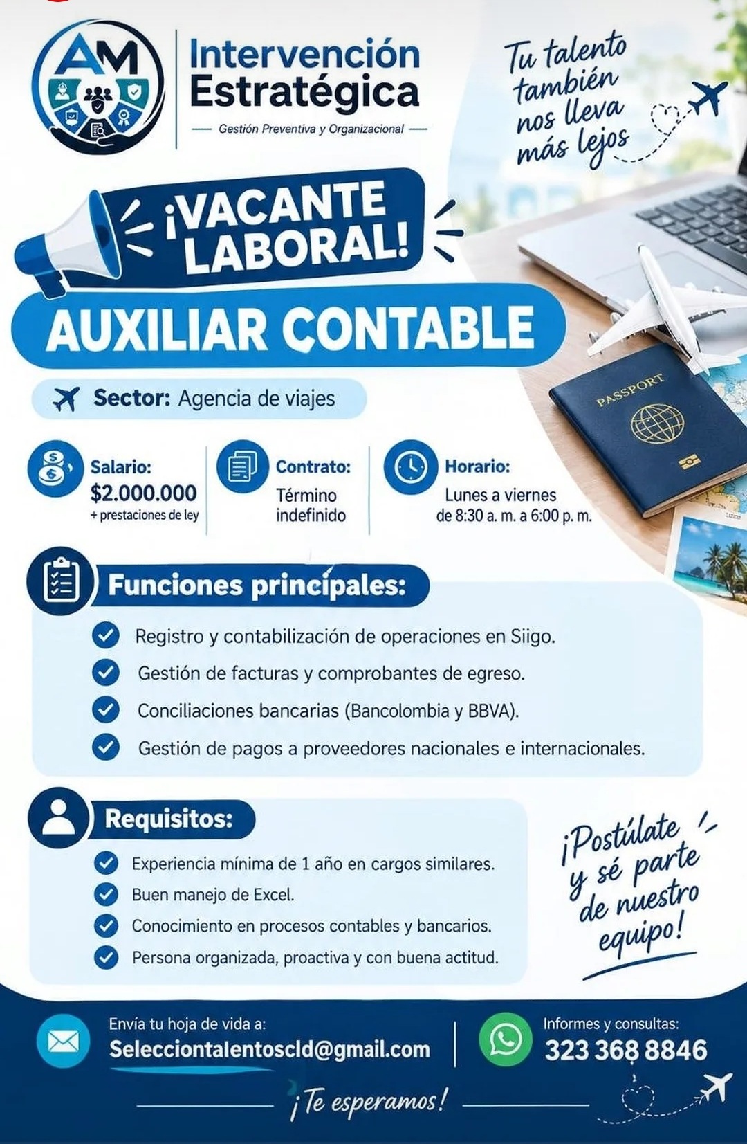 Auxiliar Contable (Sector: Agencia de viajes)