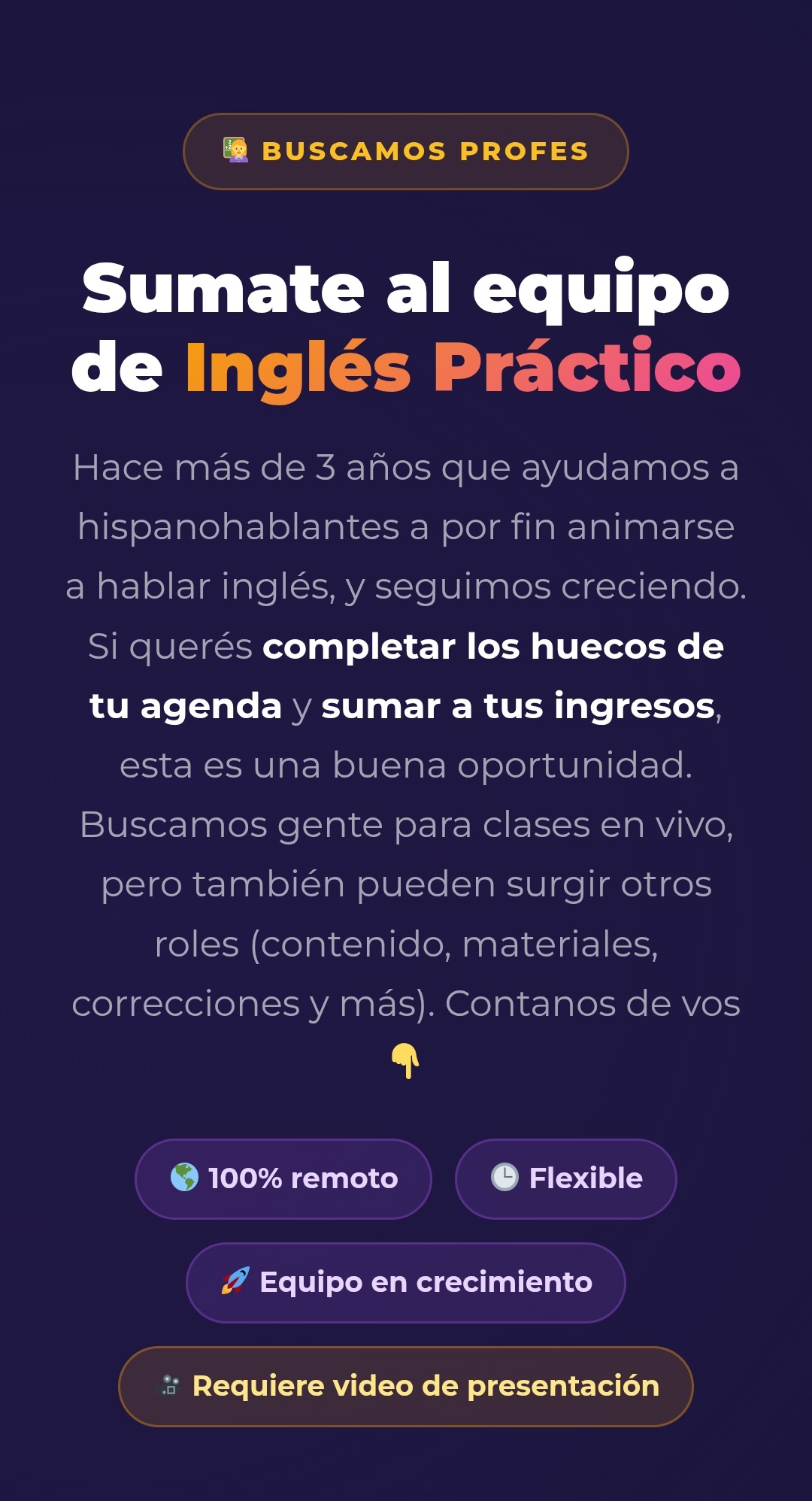 Profes de inglés (clases en vivo, remoto)