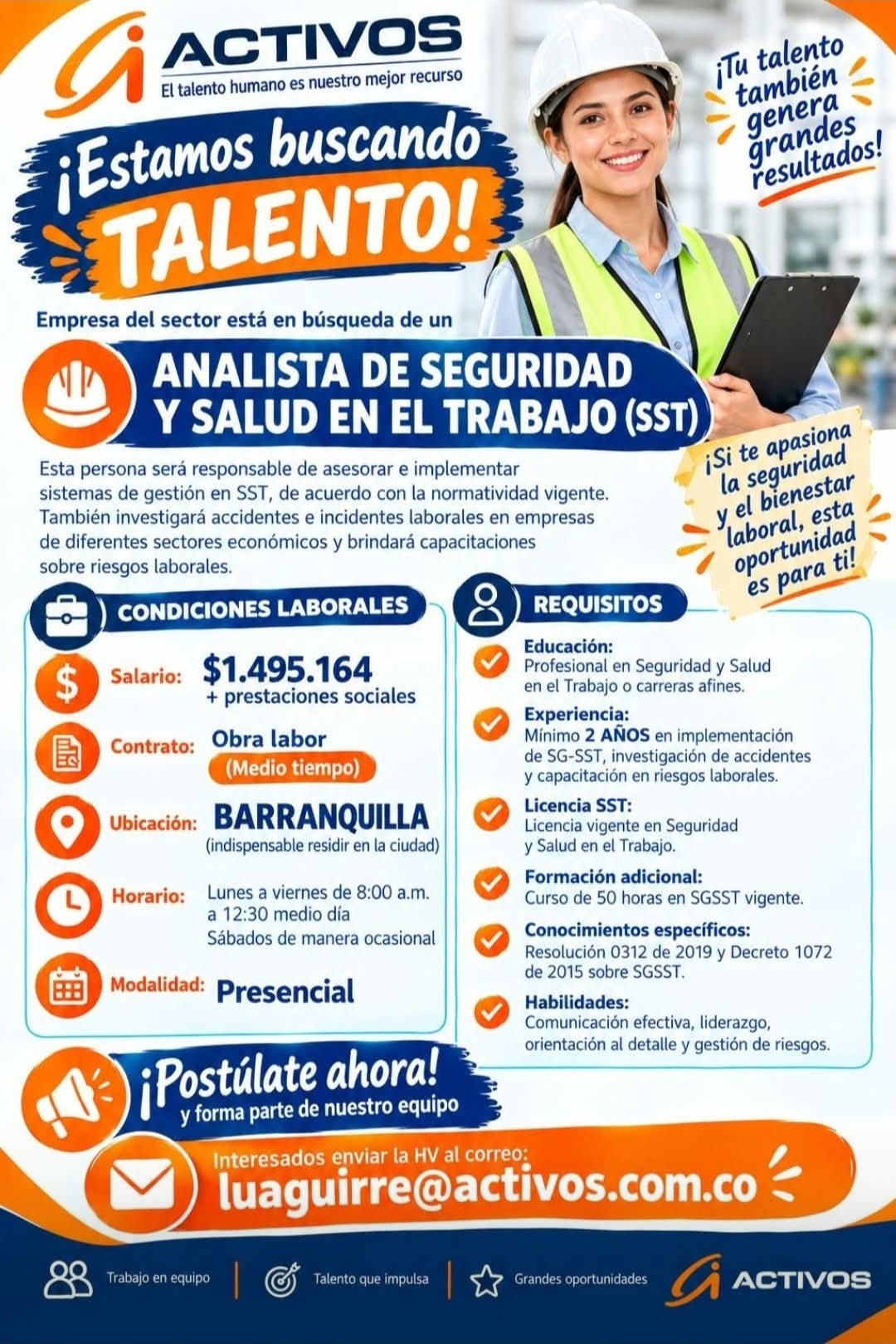 Analista de Seguridad y Salud en el Trabajo (SST)