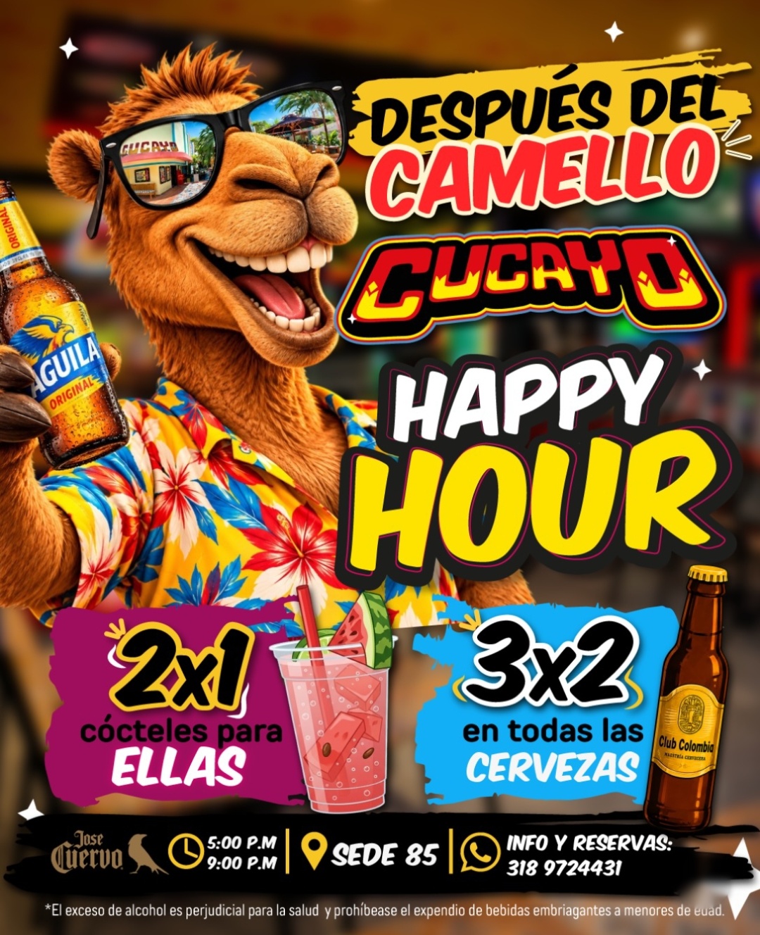 Happy hour «Después del camello»: 2x1 en cócteles para ellas y 3x2 en cervezas — Cucayo Sede 85