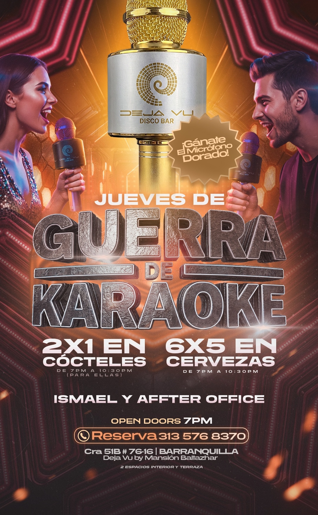 Jueves de Guerra de Karaoke: ¡Gánate el Micrófono Dorado! (+18)