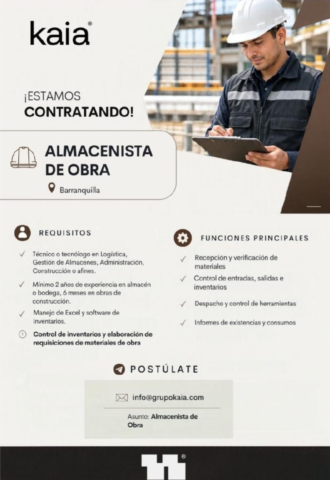 Almacenista de Obra