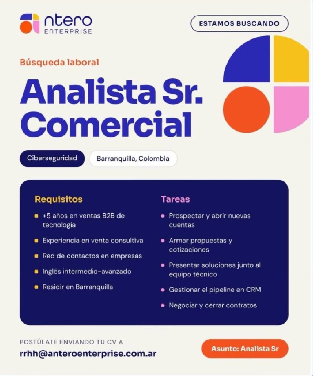Analista Sr. Comercial (Ciberseguridad)