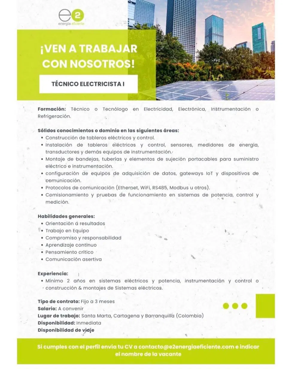 Técnico Electricista I — e2 energía eficiente