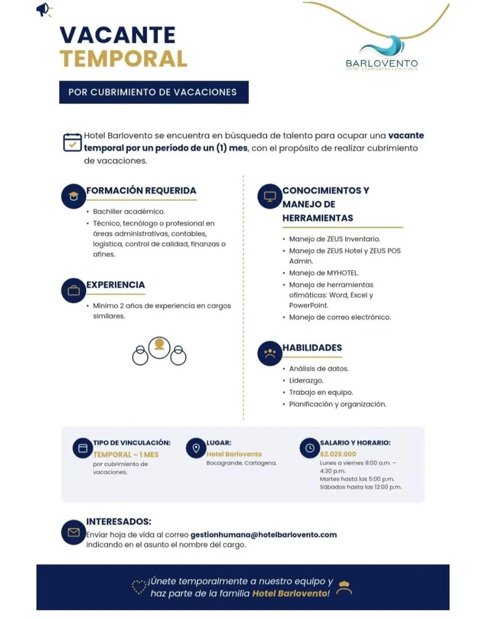 Vacante temporal por cubrimiento de vacaciones