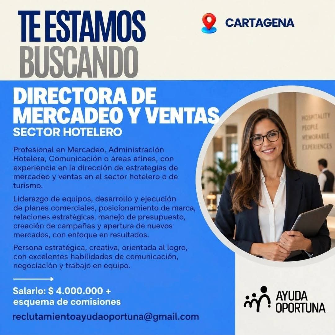 Directora de Mercadeo y Ventas — sector hotelero