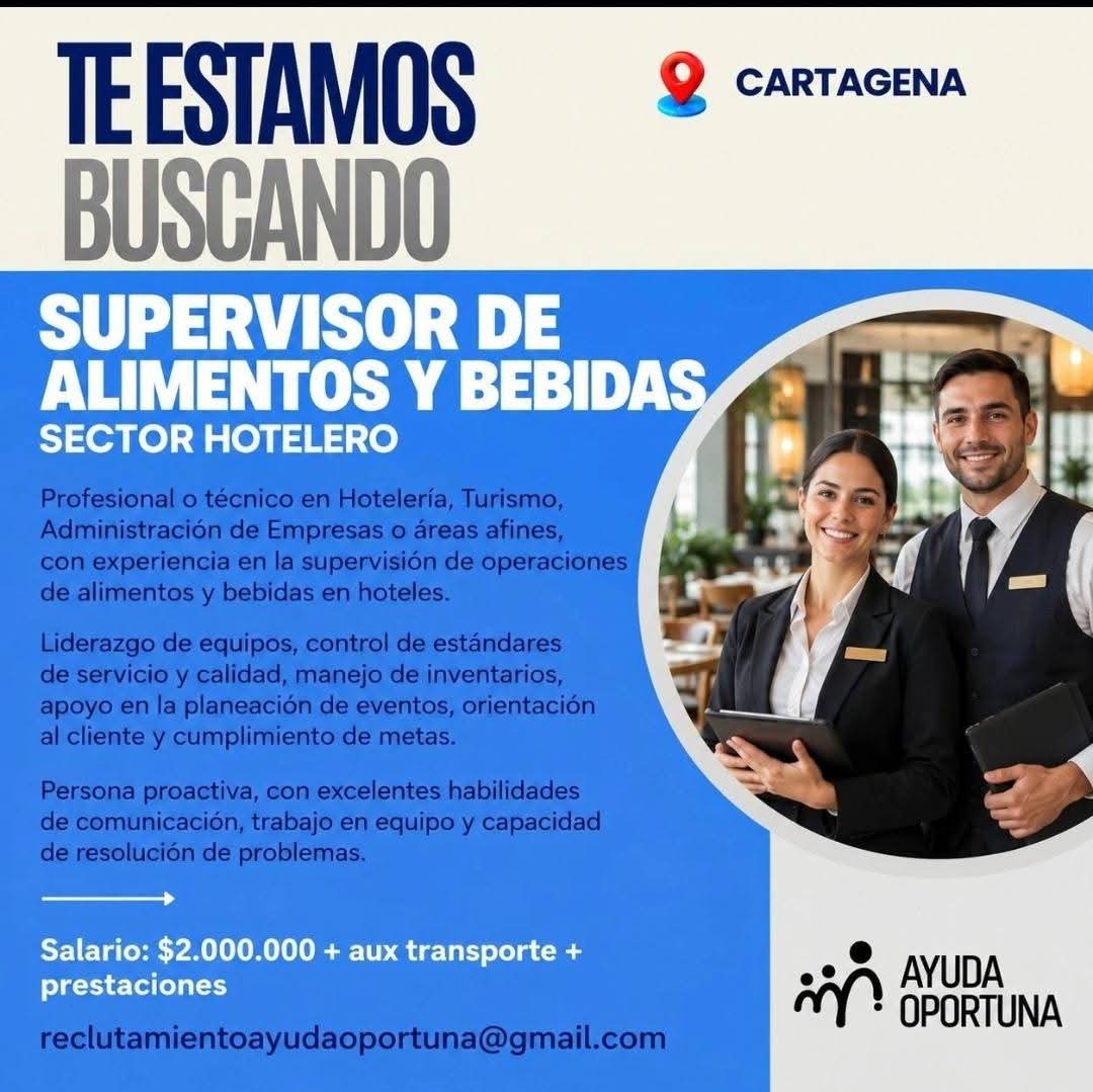 Supervisor de Alimentos y Bebidas — sector hotelero