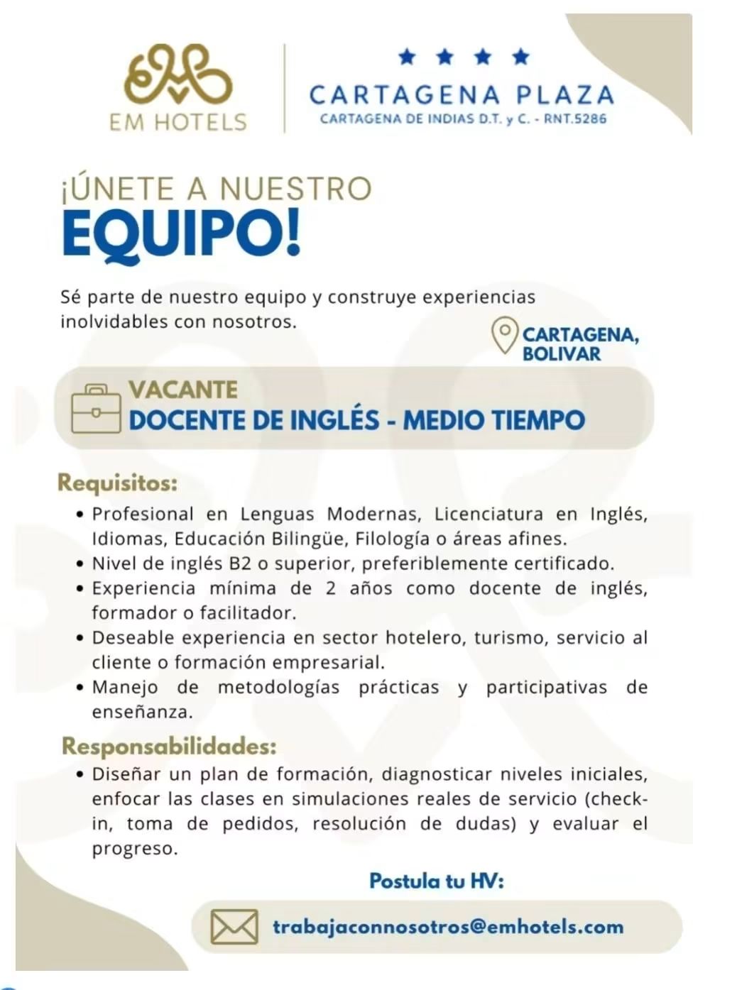 Docente de Inglés — medio tiempo