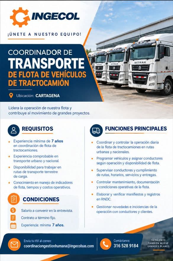 Coordinador de Transporte — flota de tractocamiones