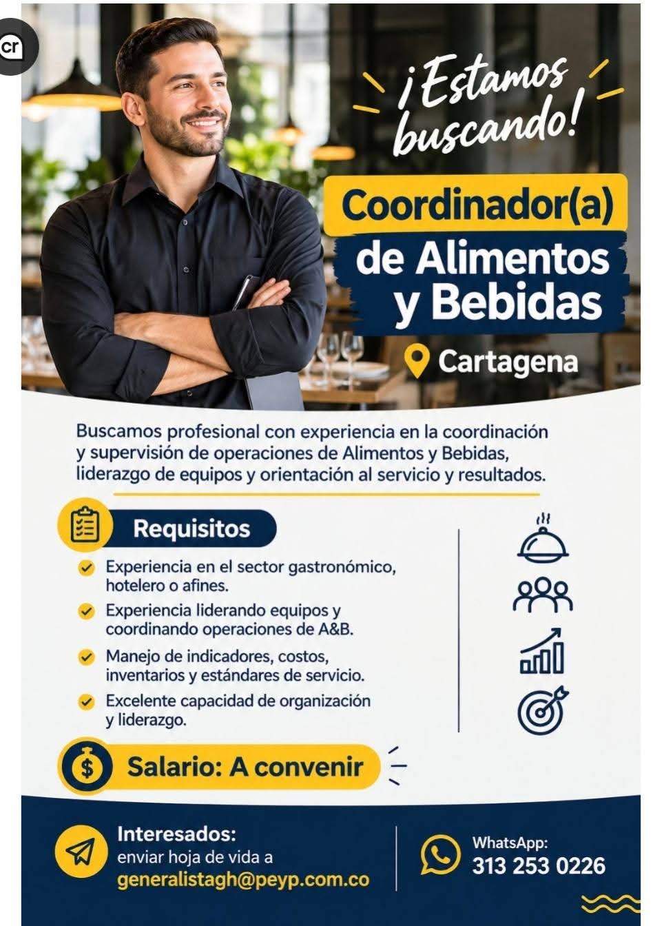 Coordinador(a) de Alimentos y Bebidas