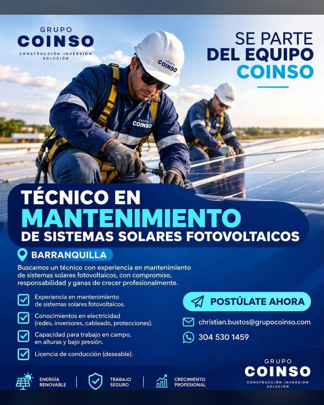 Técnico en Mantenimiento de Sistemas Solares Fotovoltaicos