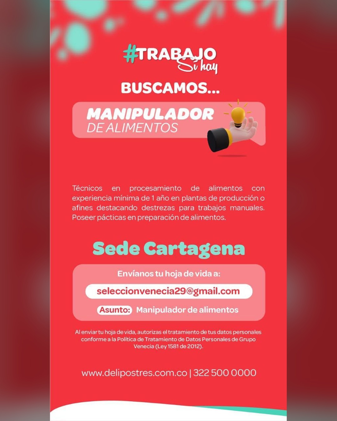 URGENTE · Manipulador de Alimentos