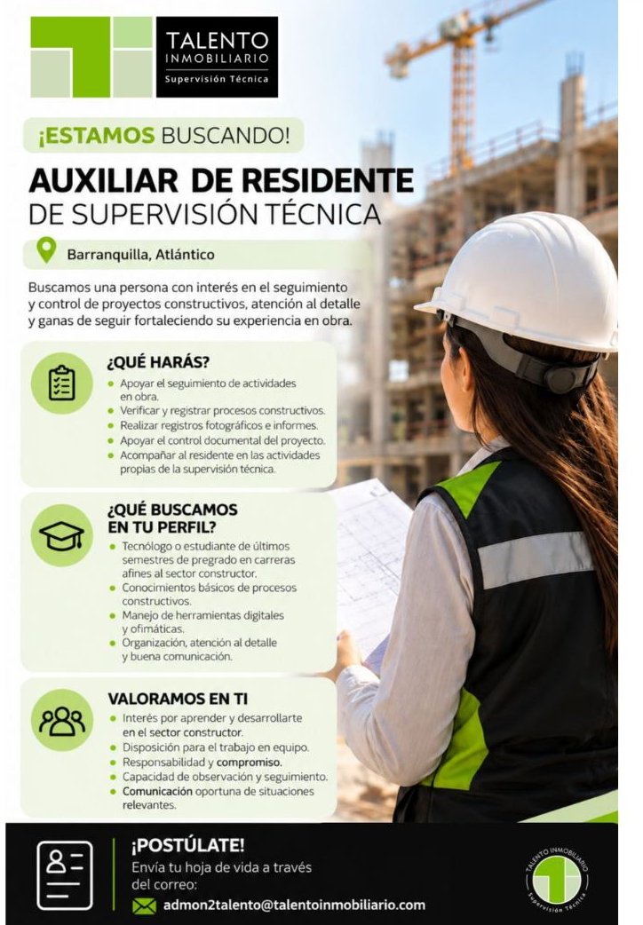 Auxiliar de Residente de Supervisión Técnica