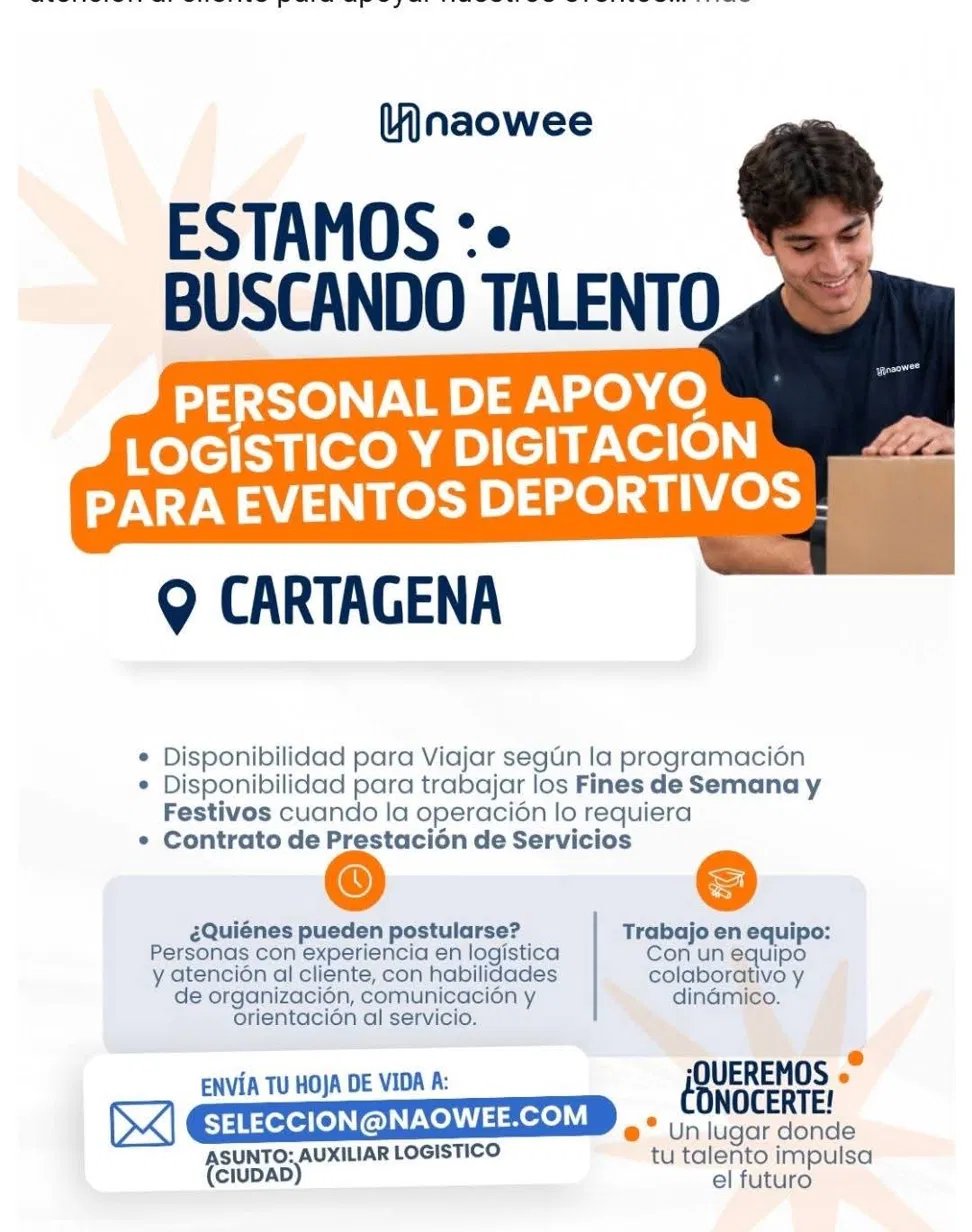 Personal de apoyo logístico y digitación para eventos deportivos