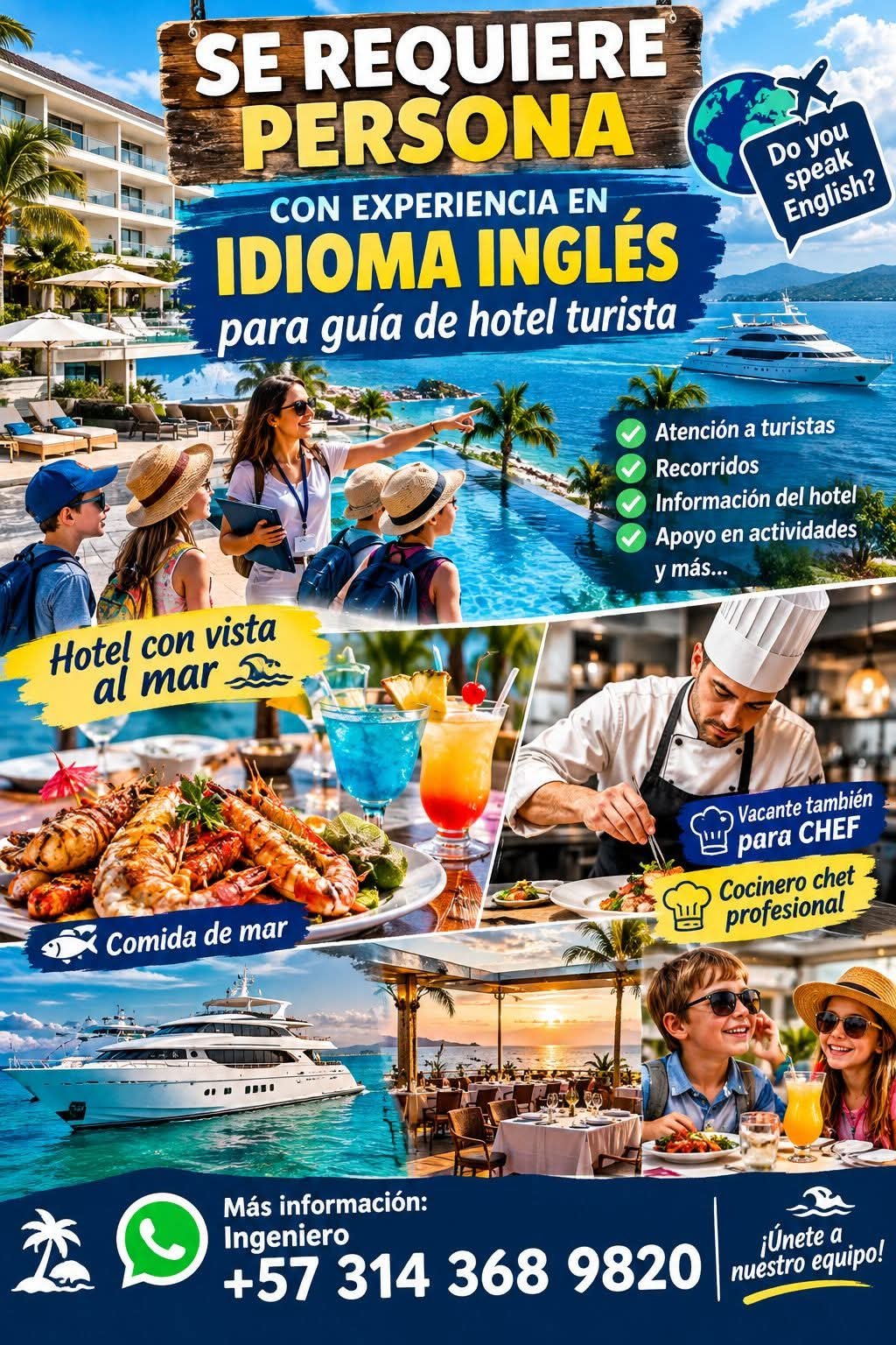 Guía de hotel con inglés · Cocinero chef profesional