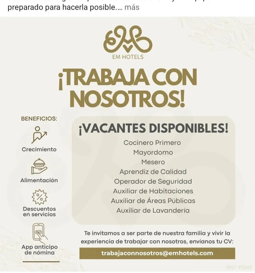 Varias vacantes hoteleras (8 cargos)