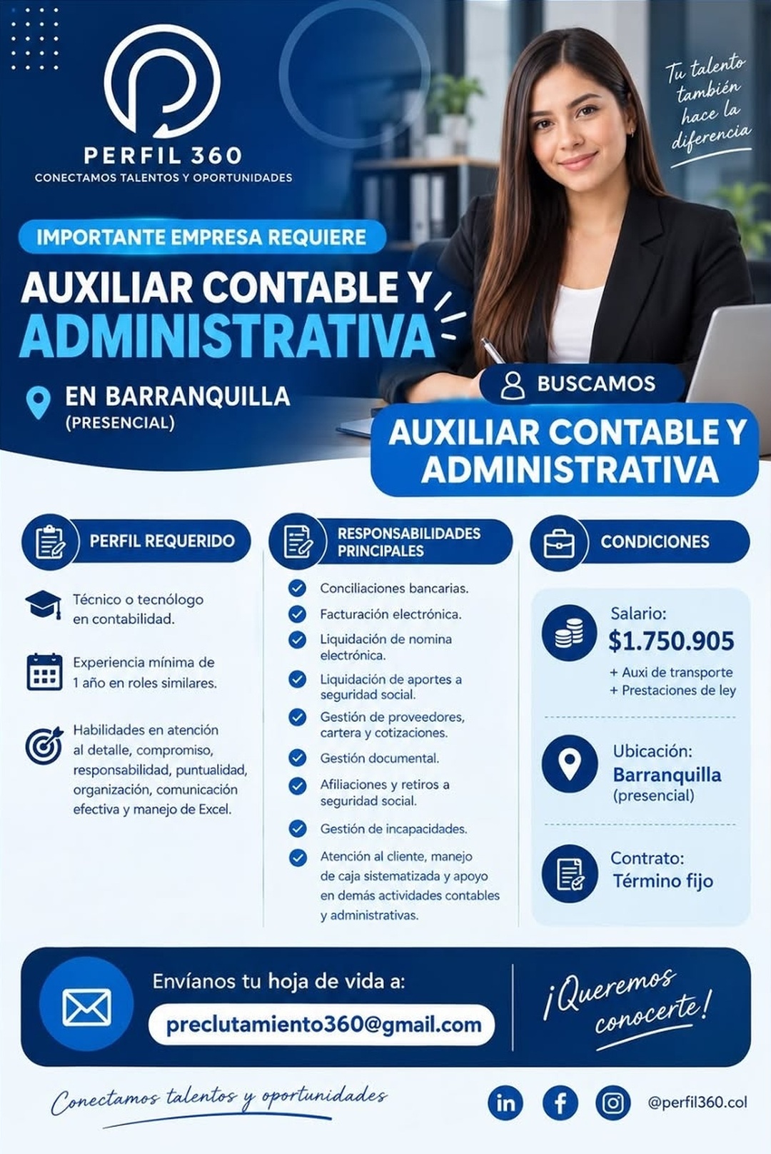 Auxiliar Contable y Administrativa