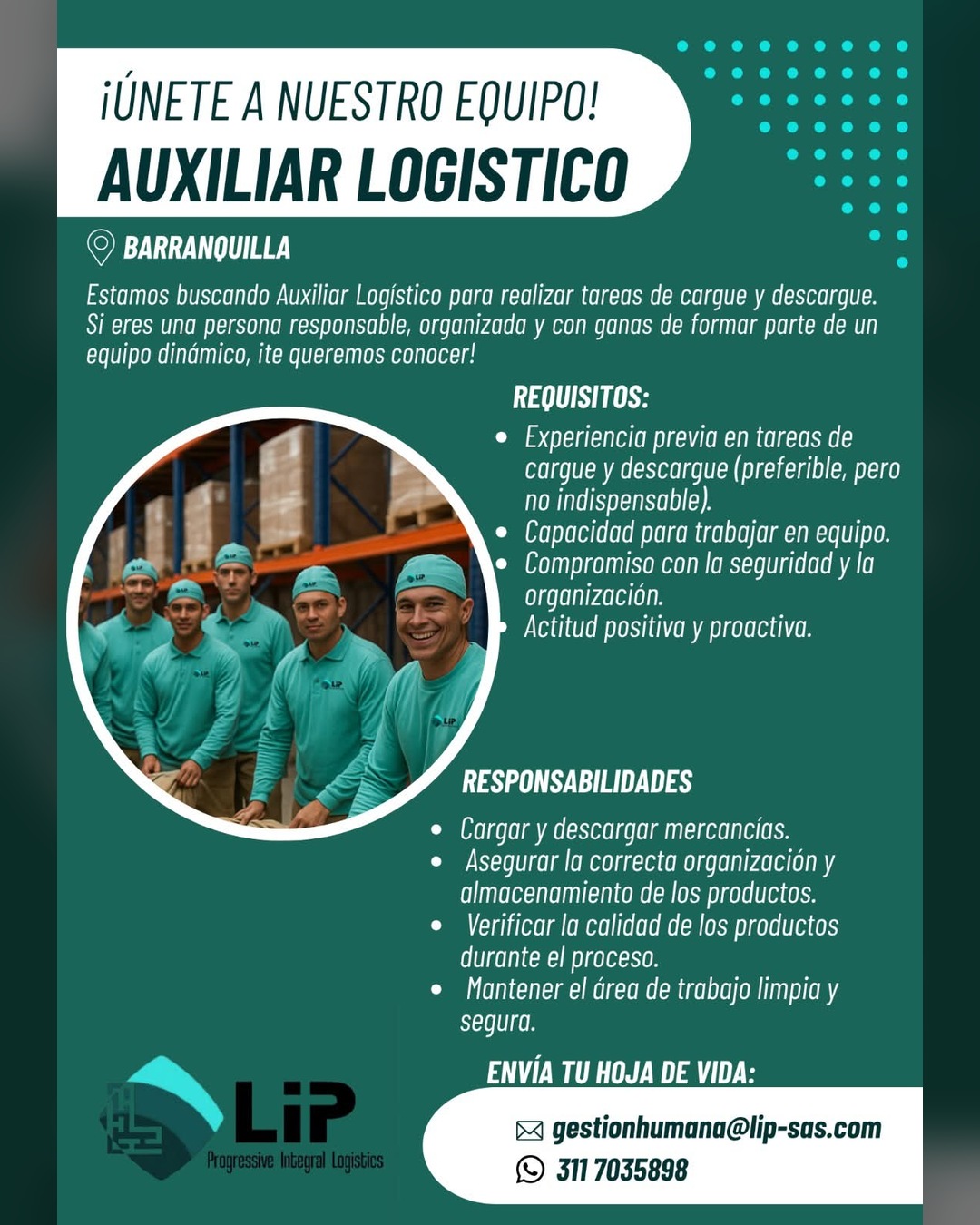 Auxiliar Logístico (cargue y descargue)