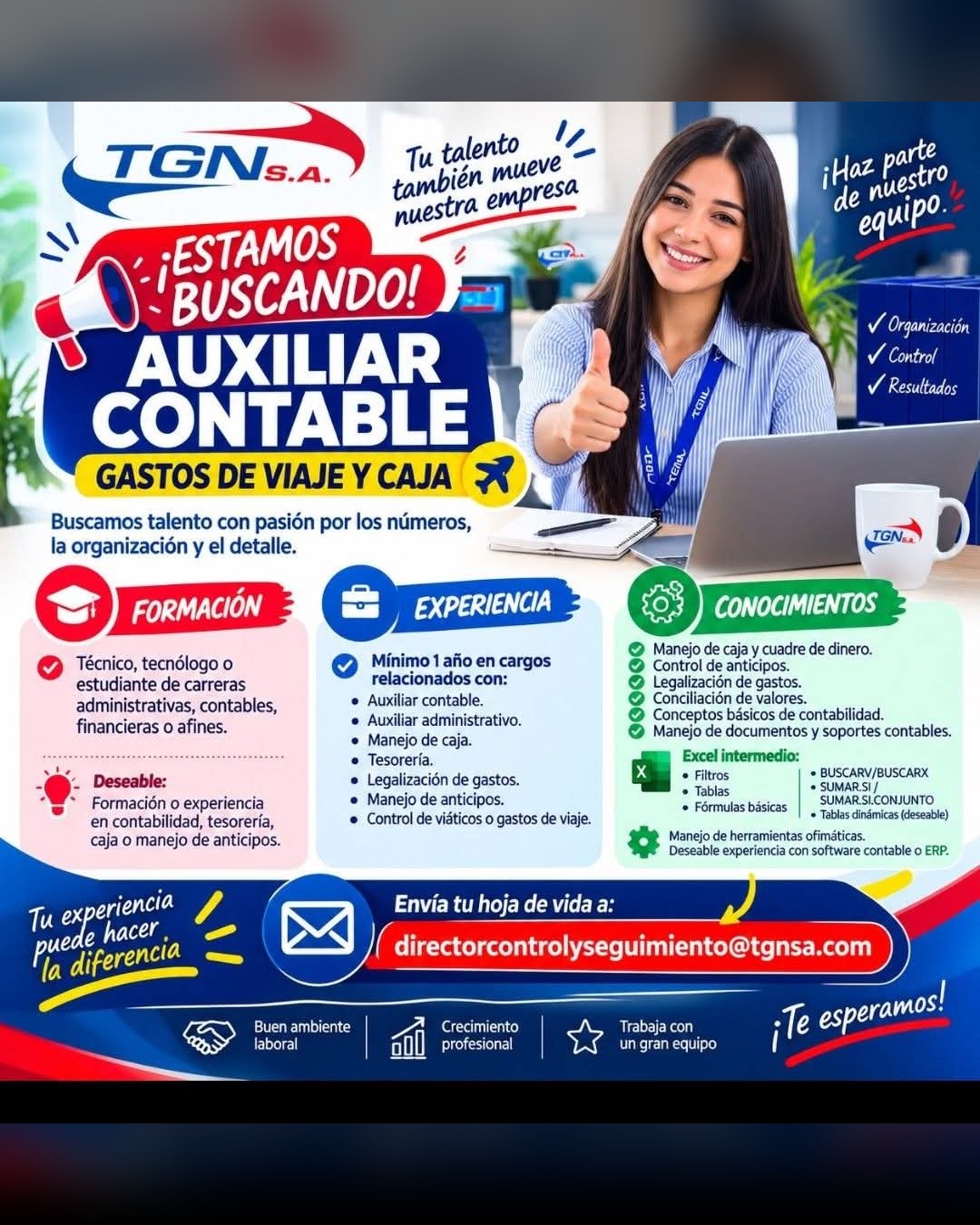 Auxiliar Contable, Gastos de Viaje y Caja