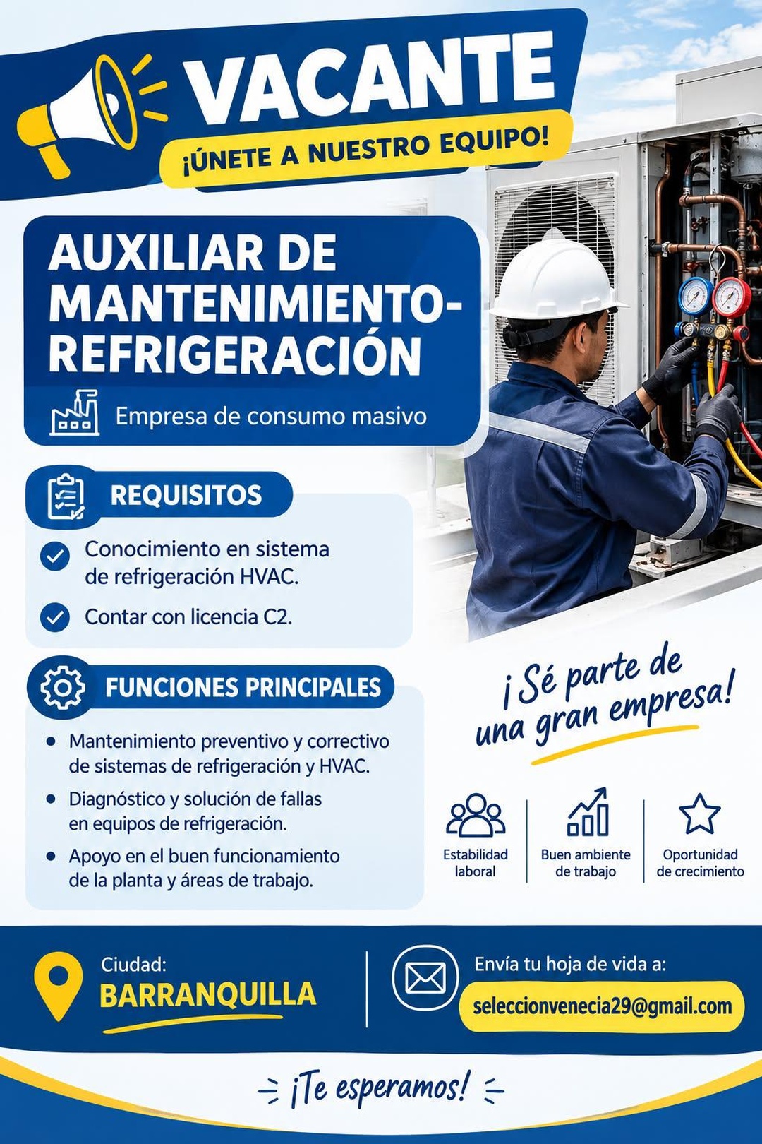 Auxiliar de Mantenimiento - Refrigeración