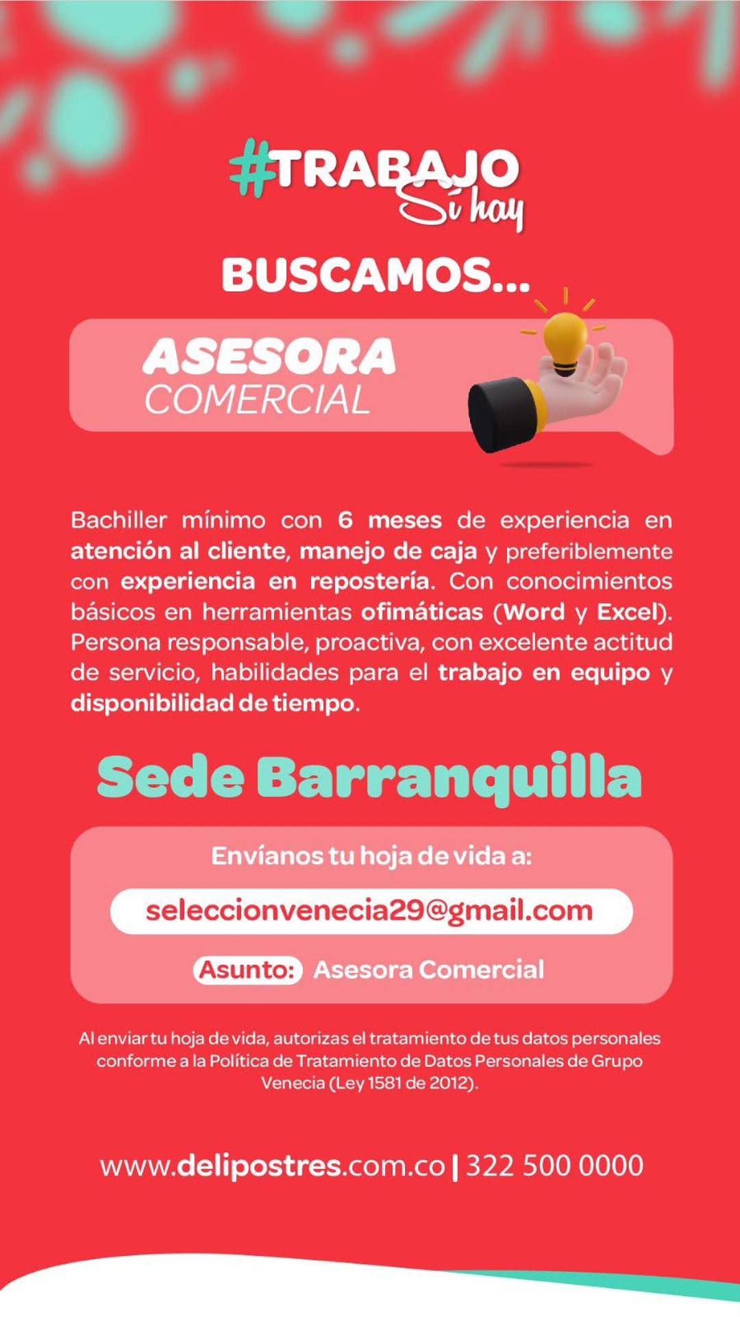 URGENTE · Asesora Comercial