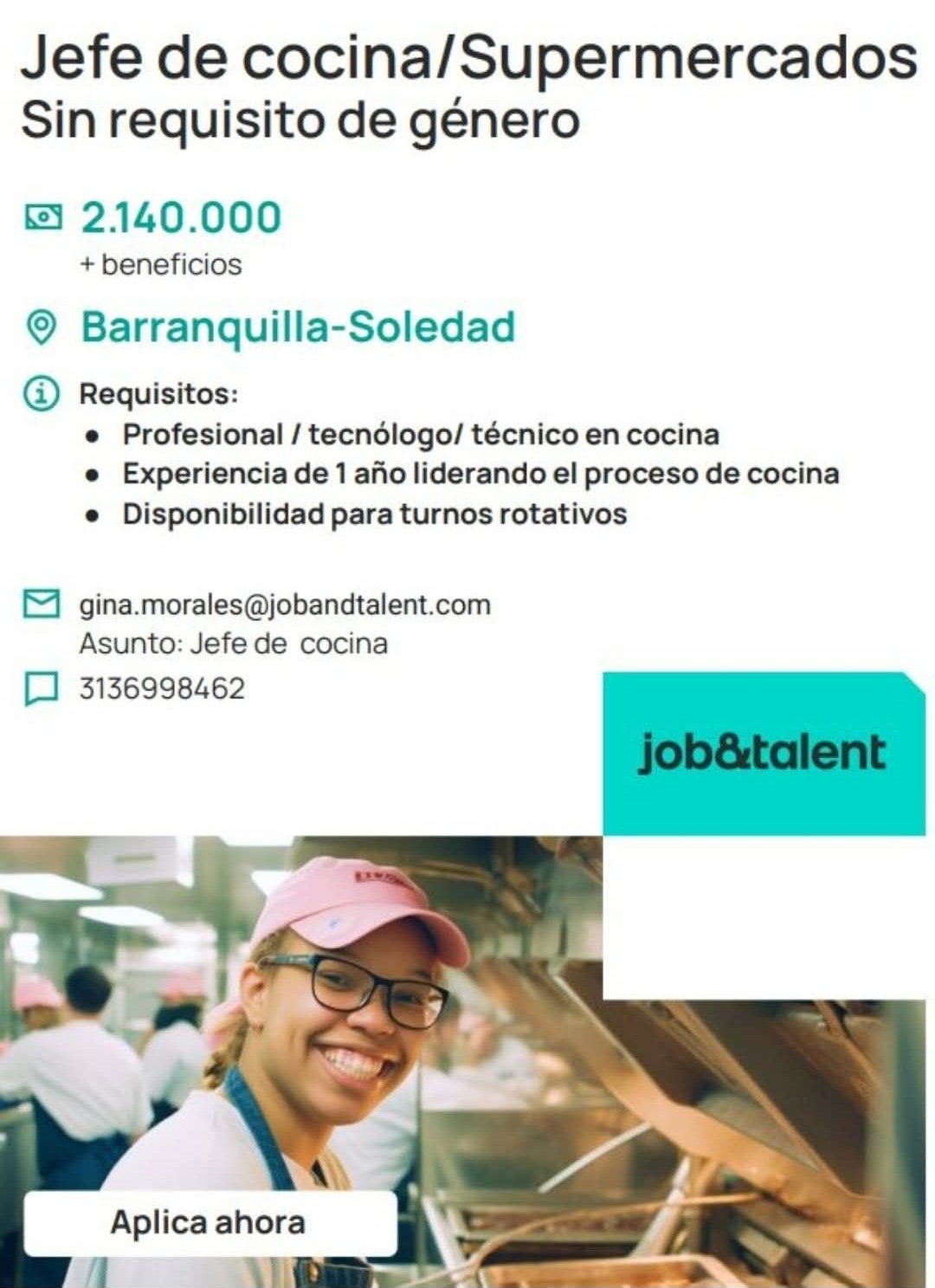 Jefe de cocina/Supermercados