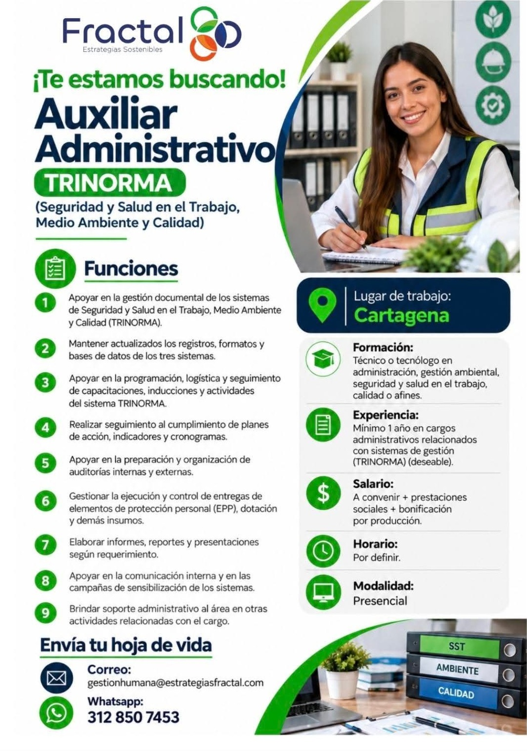 Auxiliar Administrativo TRINORMA (Seguridad y Salud en el Trabajo, Medio Ambiente y Calidad)