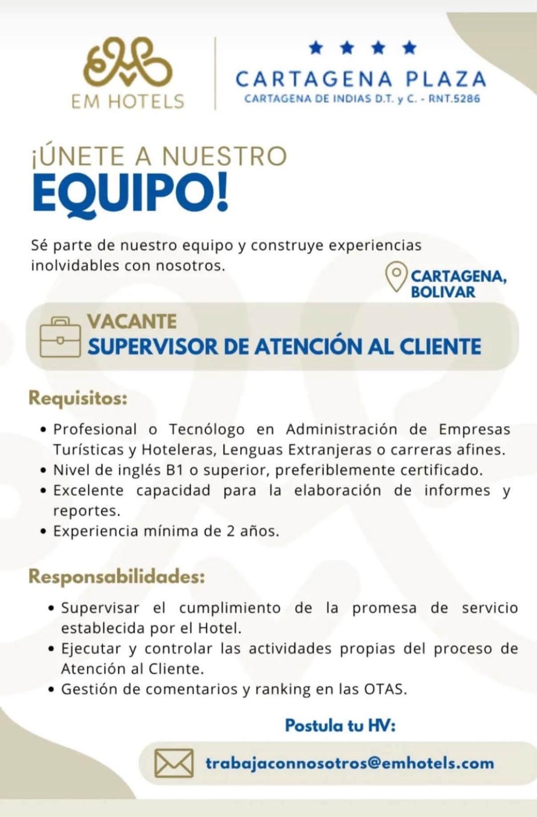 Supervisor de atención al cliente