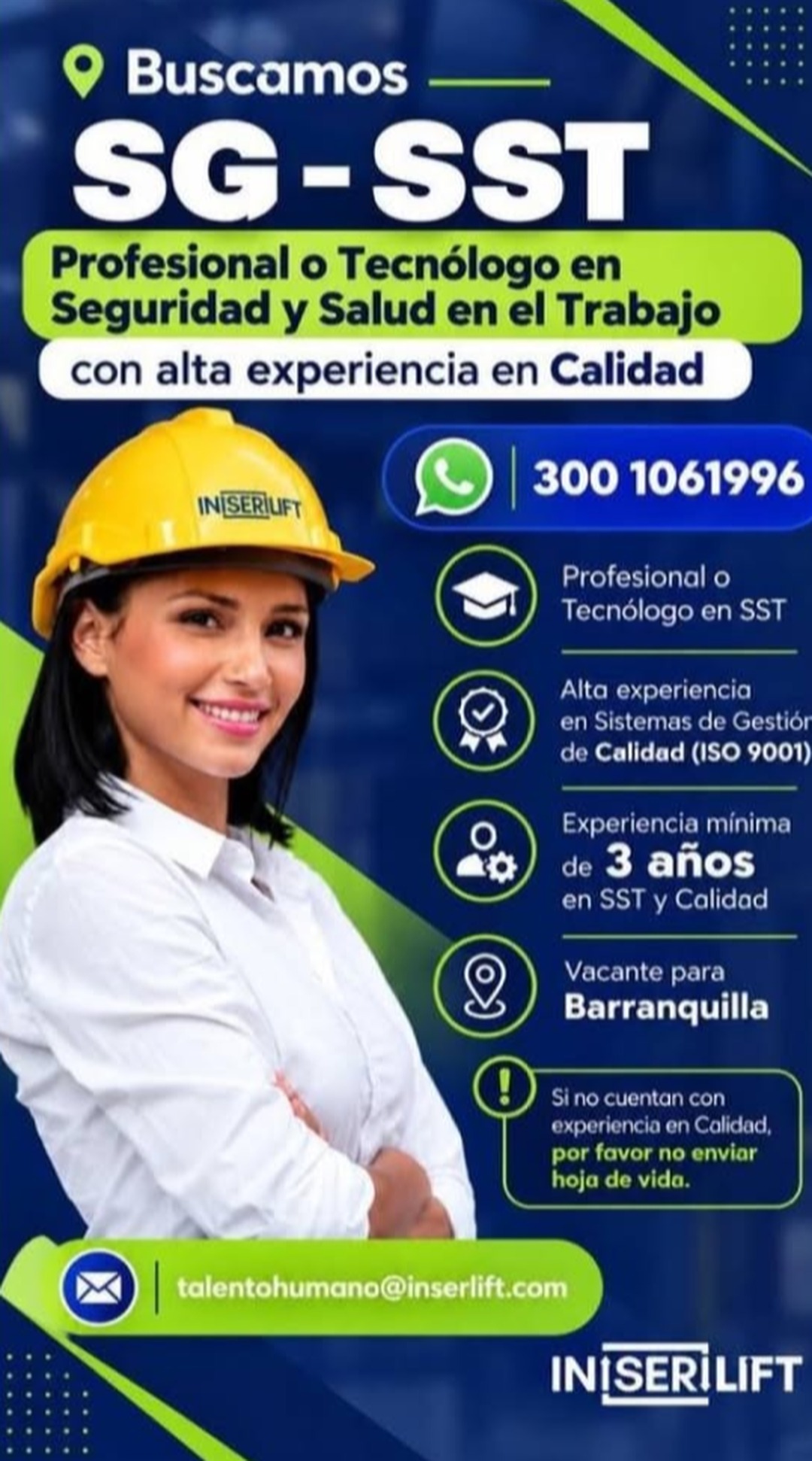 SG-SST — Profesional o Tecnólogo en Seguridad y Salud en el Trabajo con alta experiencia en Calidad