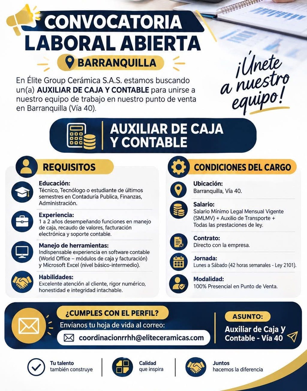 Auxiliar de Caja y Contable