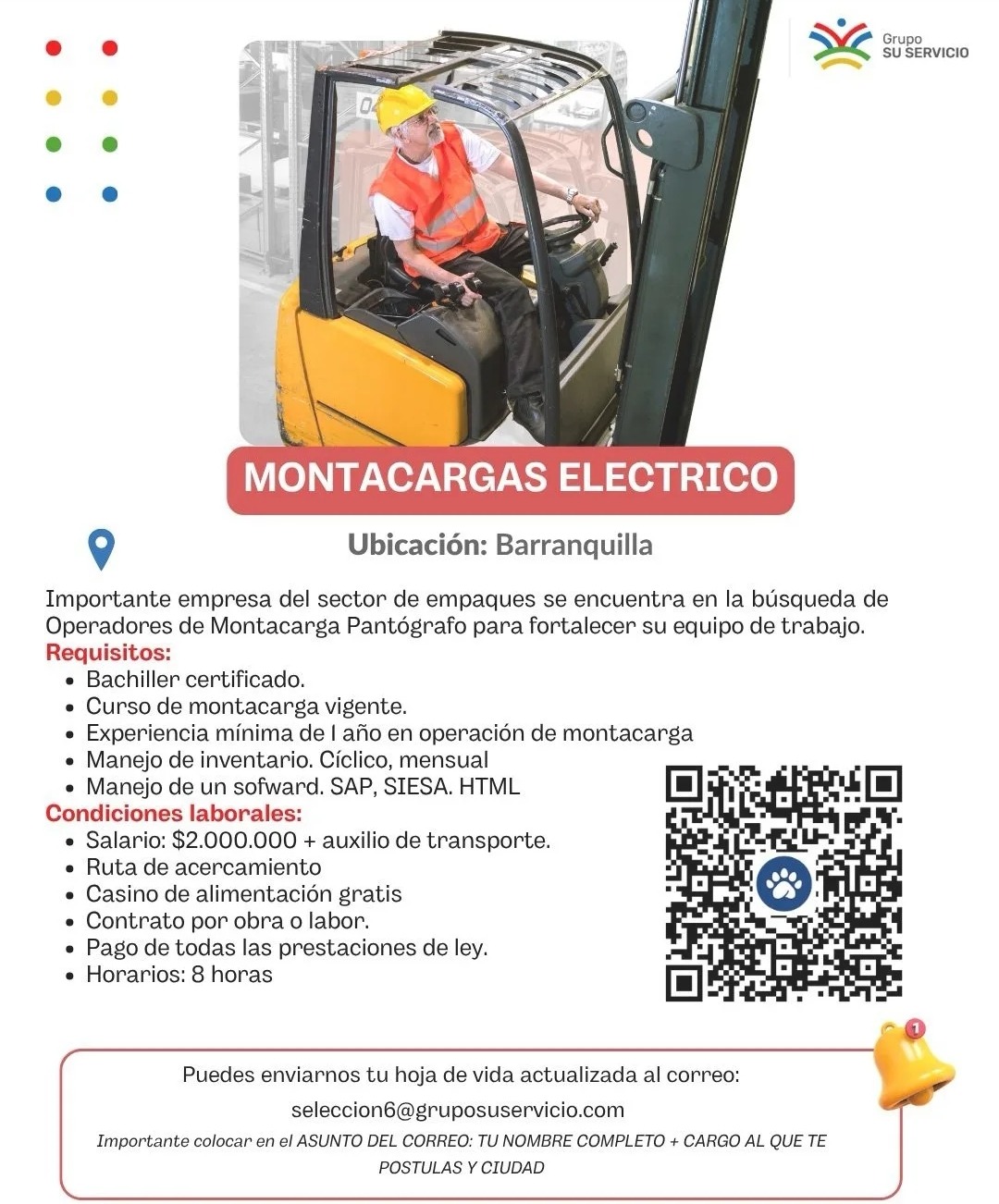 Montacargas eléctrico (Operador de montacarga pantógrafo)