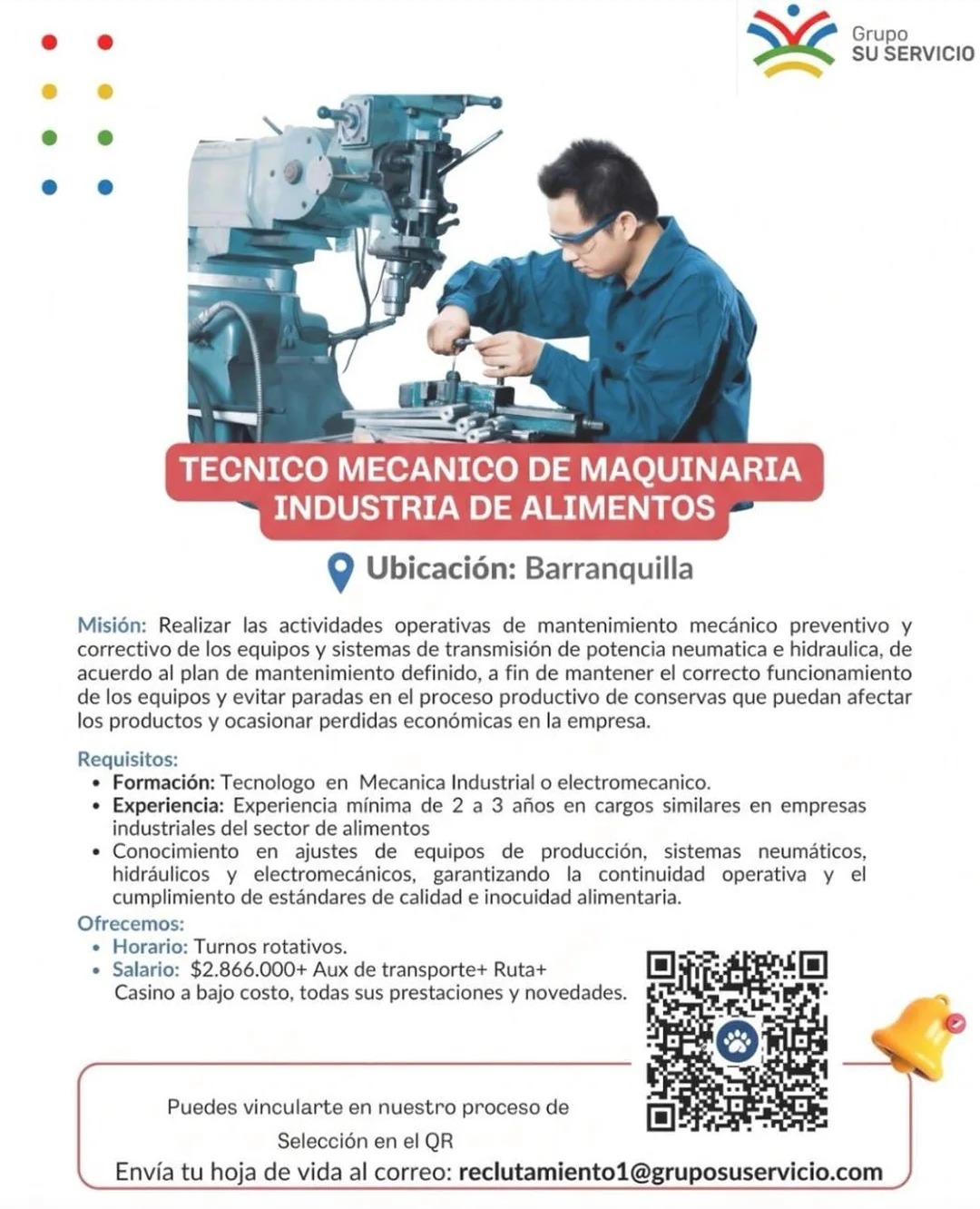 Tecnico Mecanico de Maquinaria Industria de Alimentos
