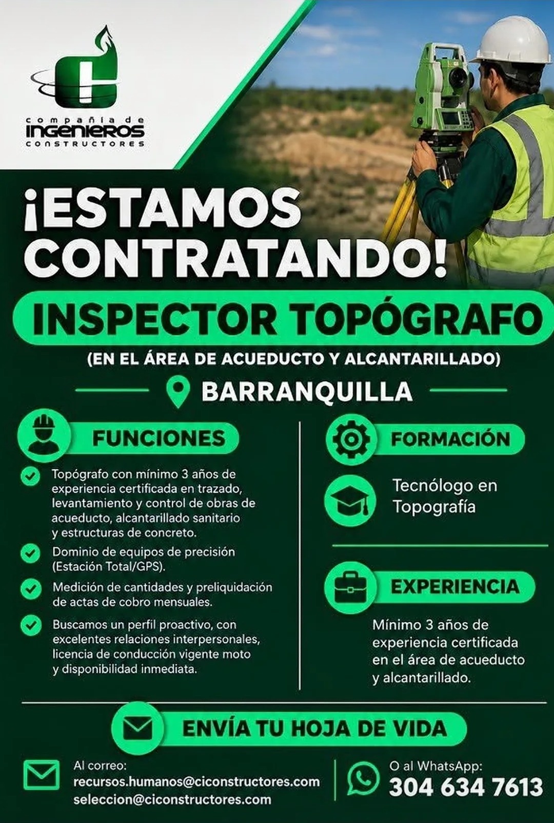 Inspector Topógrafo (en el área de acueducto y alcantarillado)