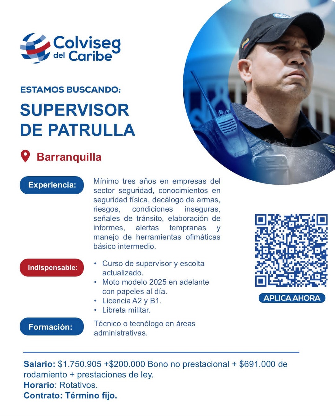 Supervisor de Patrulla — Colviseg del Caribe