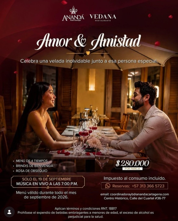 Ananda Hotel Boutique × Vedana — Cena Amor & Amistad