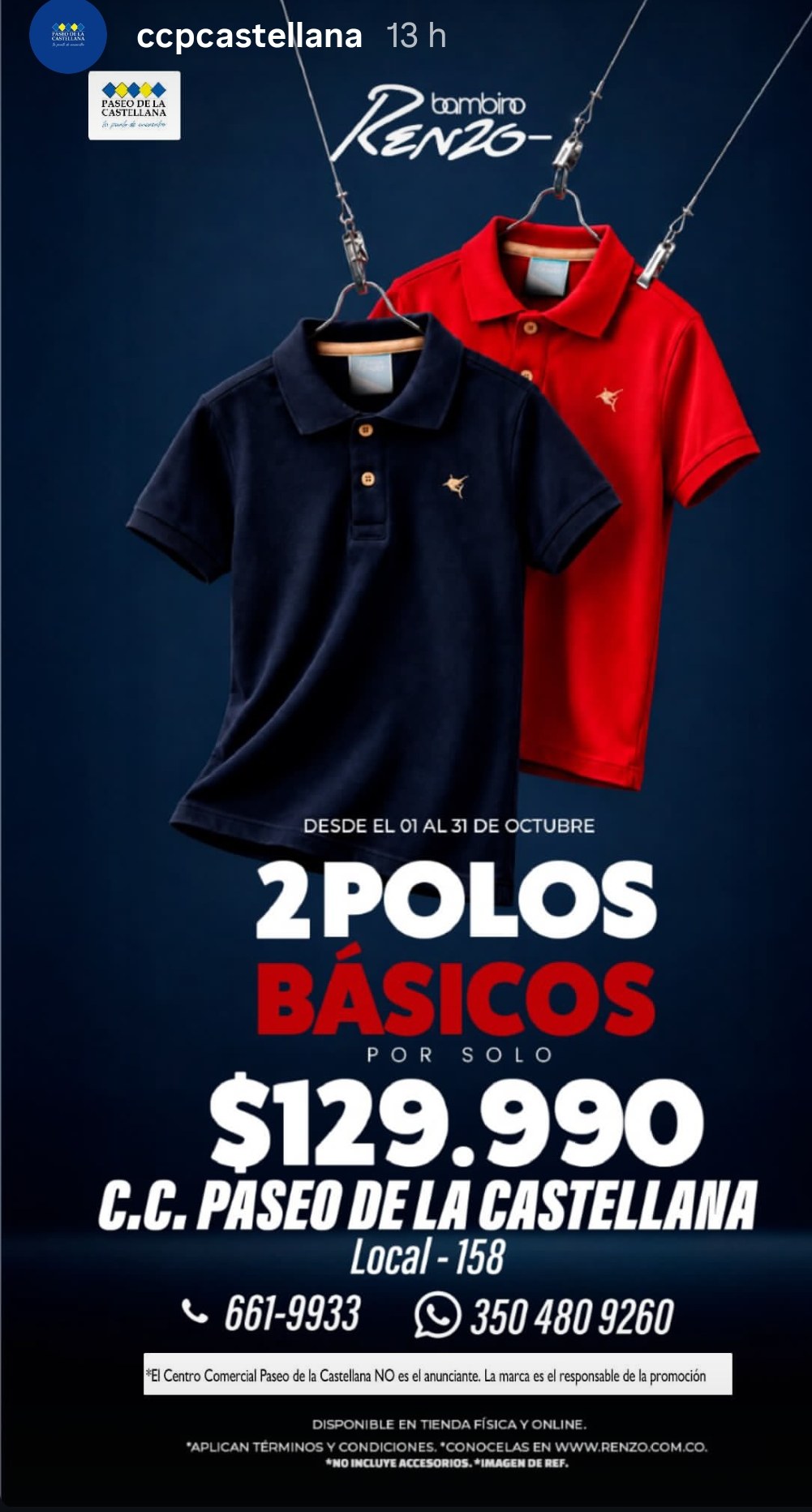 2 polos básicos por $129.990 — Renzo (Bambino)