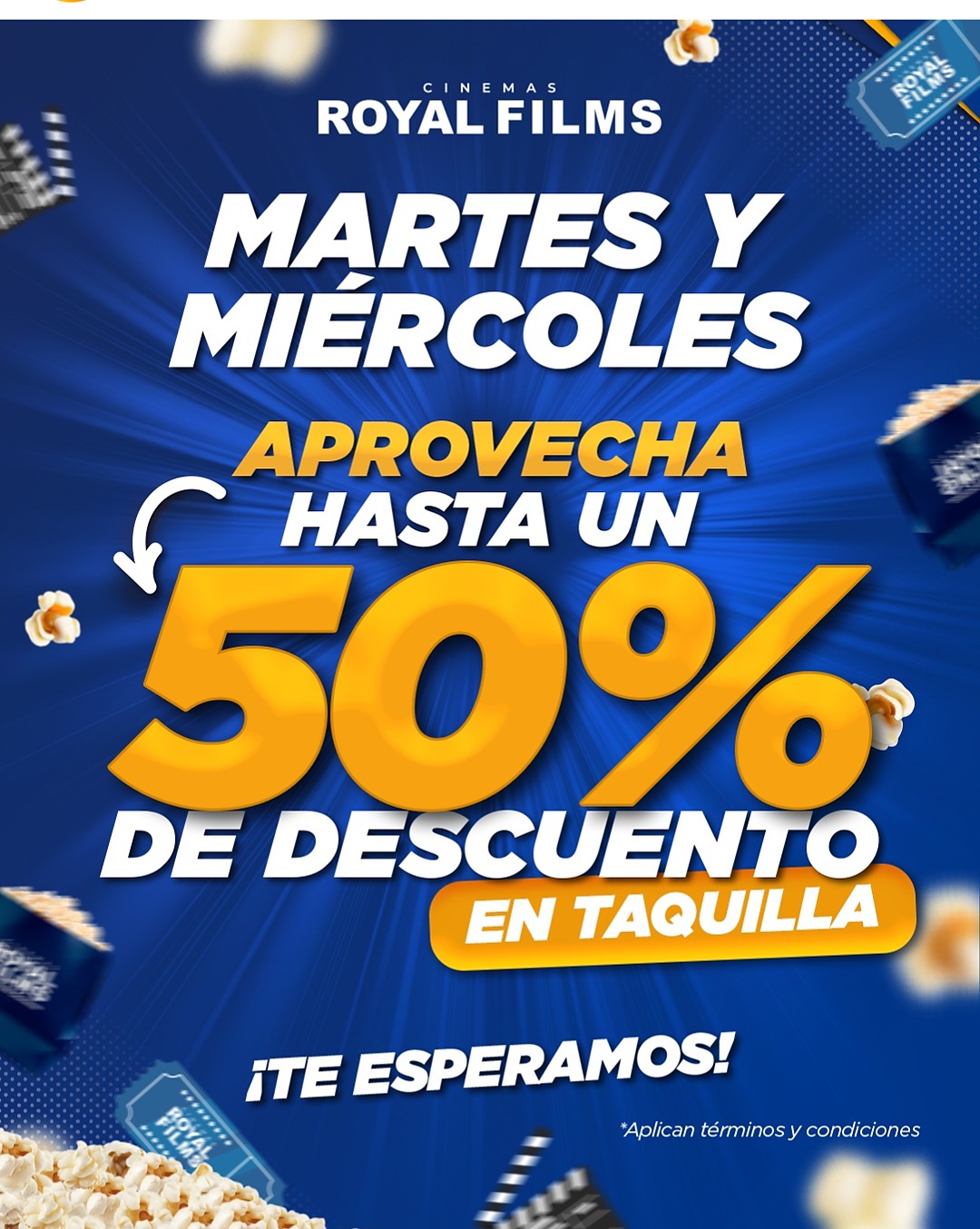 Martes y miércoles: hasta 50% en taquilla — Royal Films