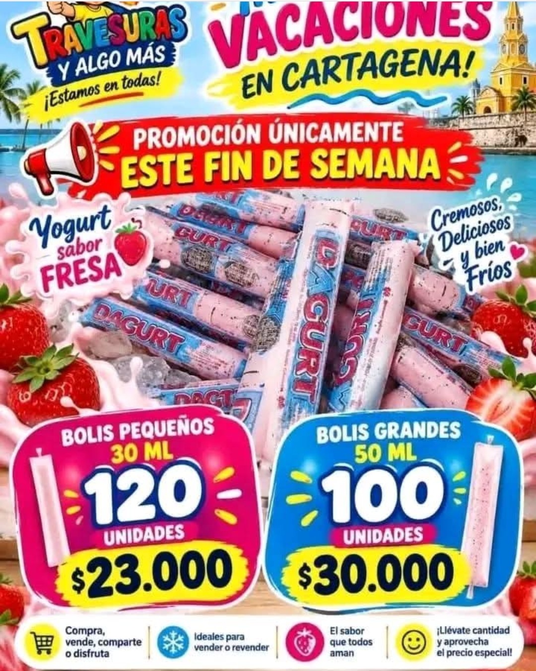 Bolis para el fin de semana: 120 pequeños $23.000 · 100 grandes $30.000 — Dagurt