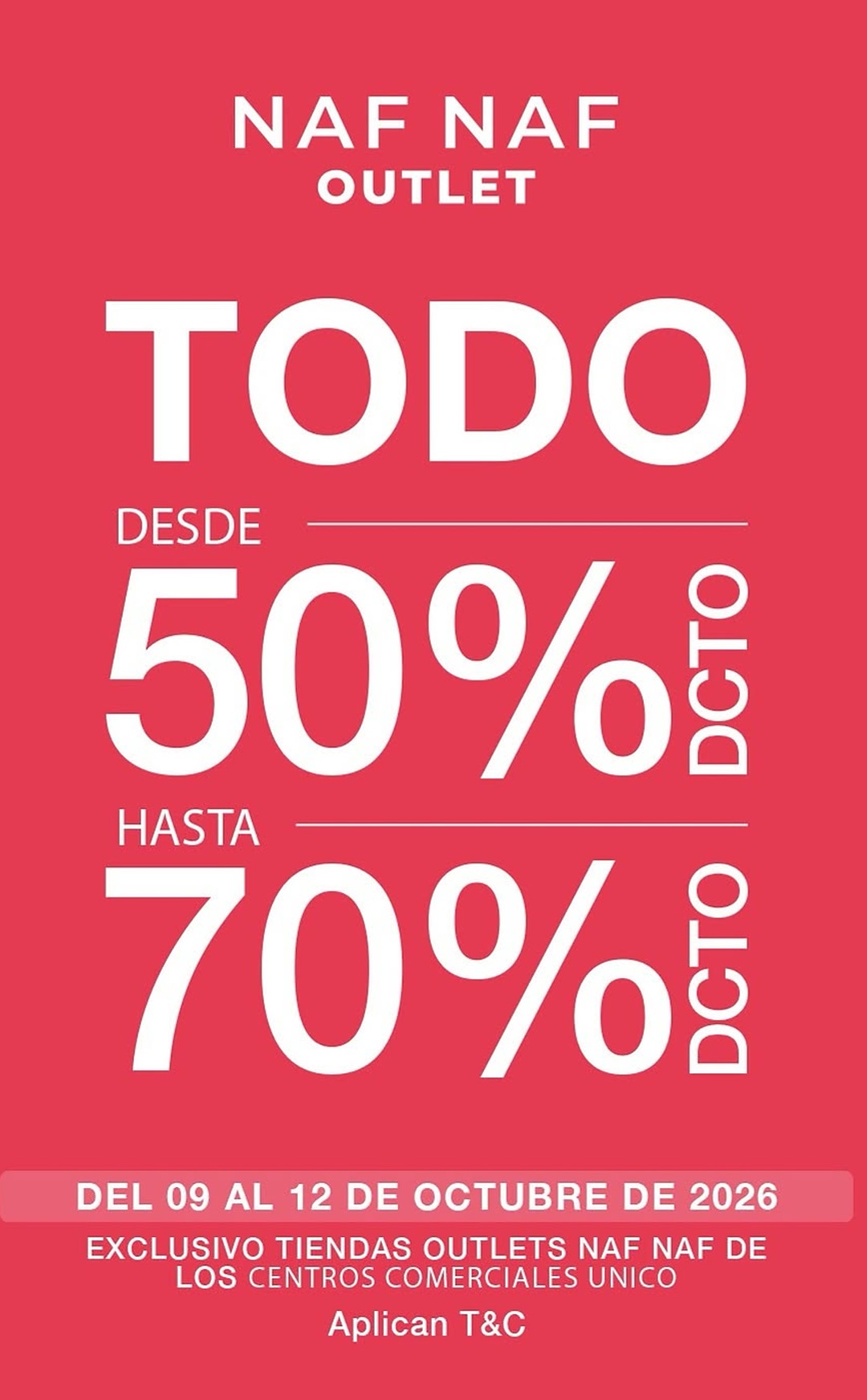 TODO desde 50% hasta 70% — NAF NAF Outlet (Único)