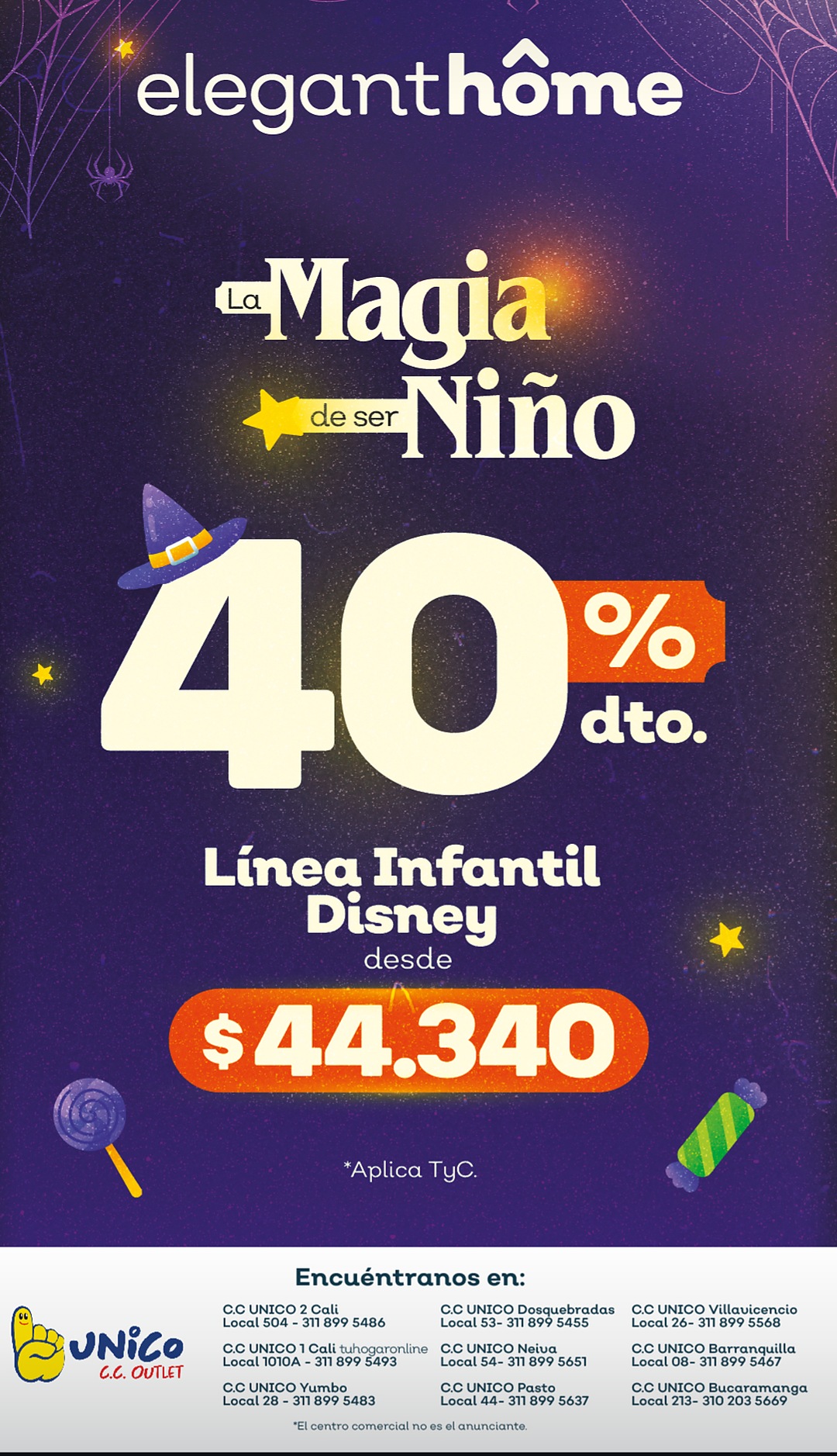 40% en línea infantil Disney — Elegant Home (Único)