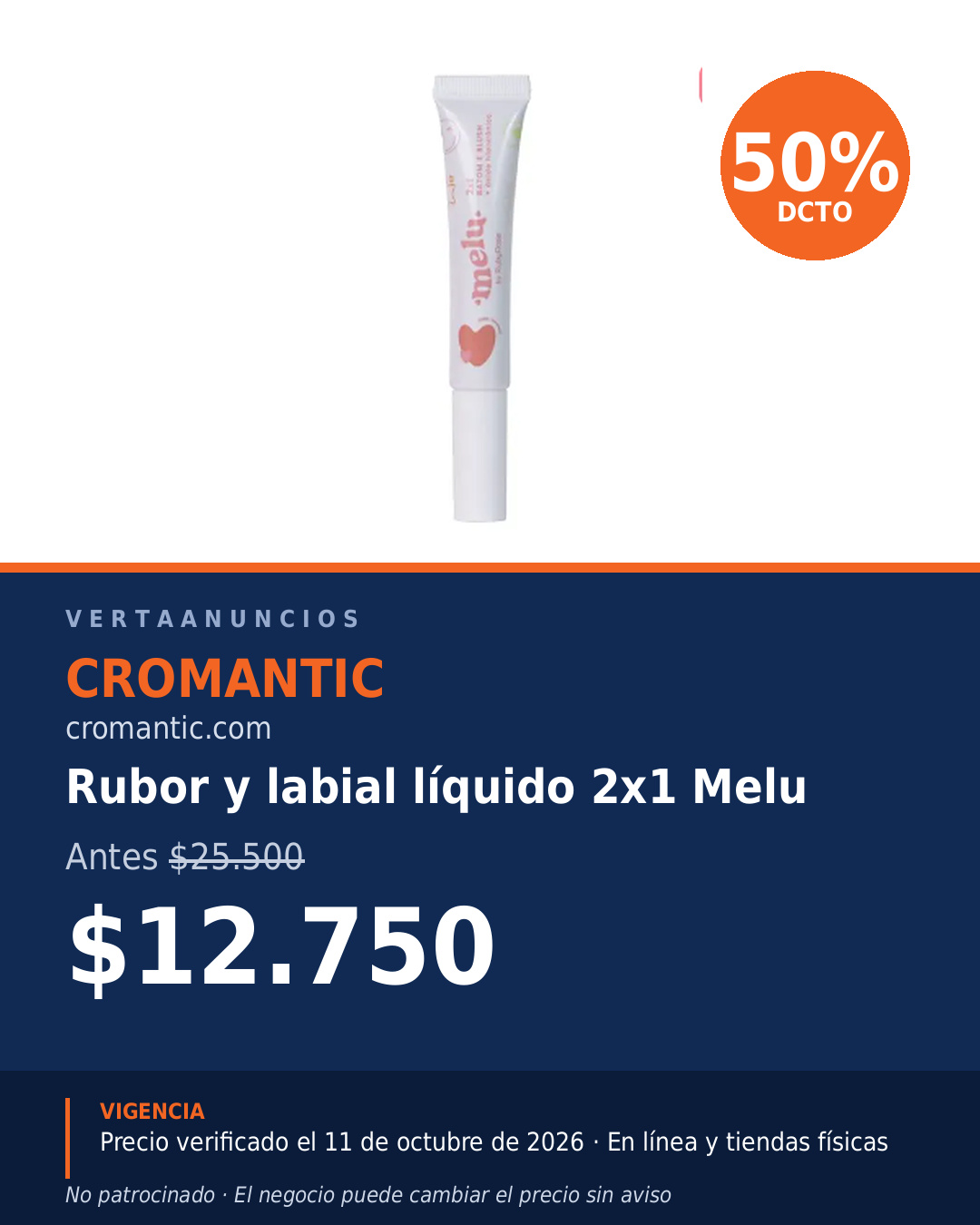 Rubor y Labial Líquido 2x1 Melu: $12.750 — Cromantic