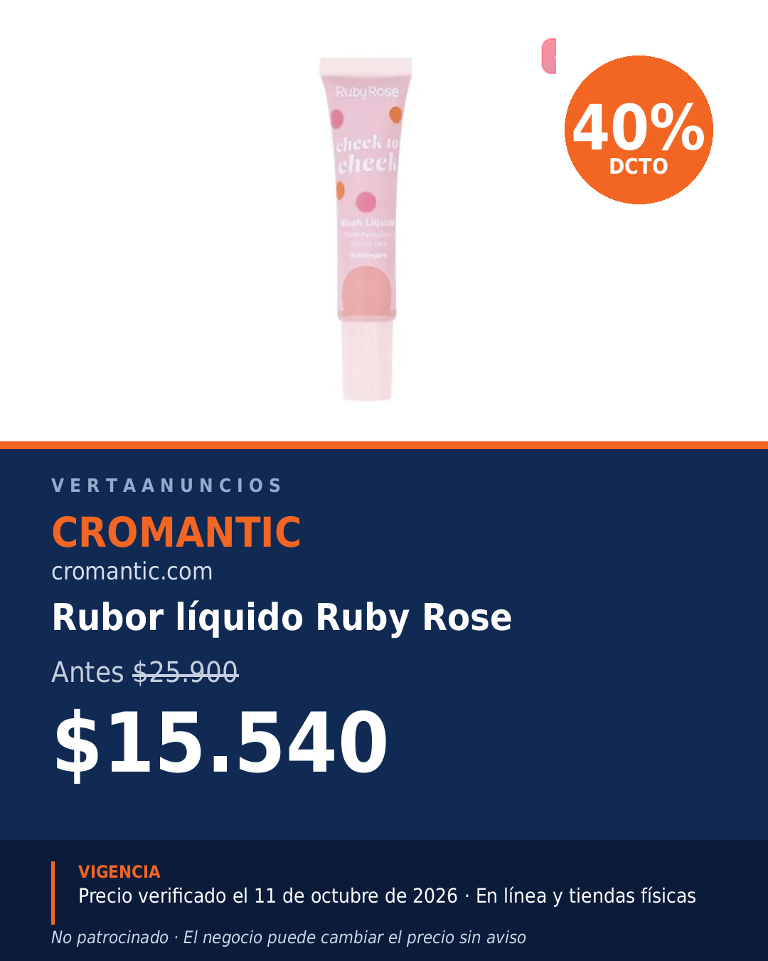 Rubor Líquido Ruby Rose: $15.540 — Cromantic