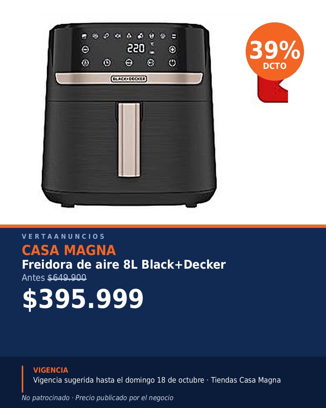 Freidora de aire 8L Black+Decker — Casa Magna