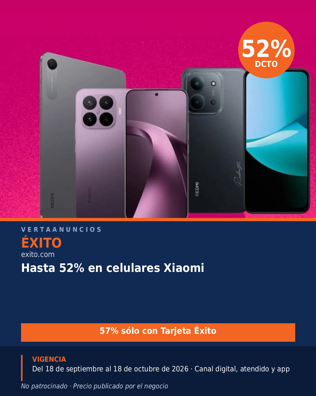 Hasta 52% en celulares Xiaomi — Éxito