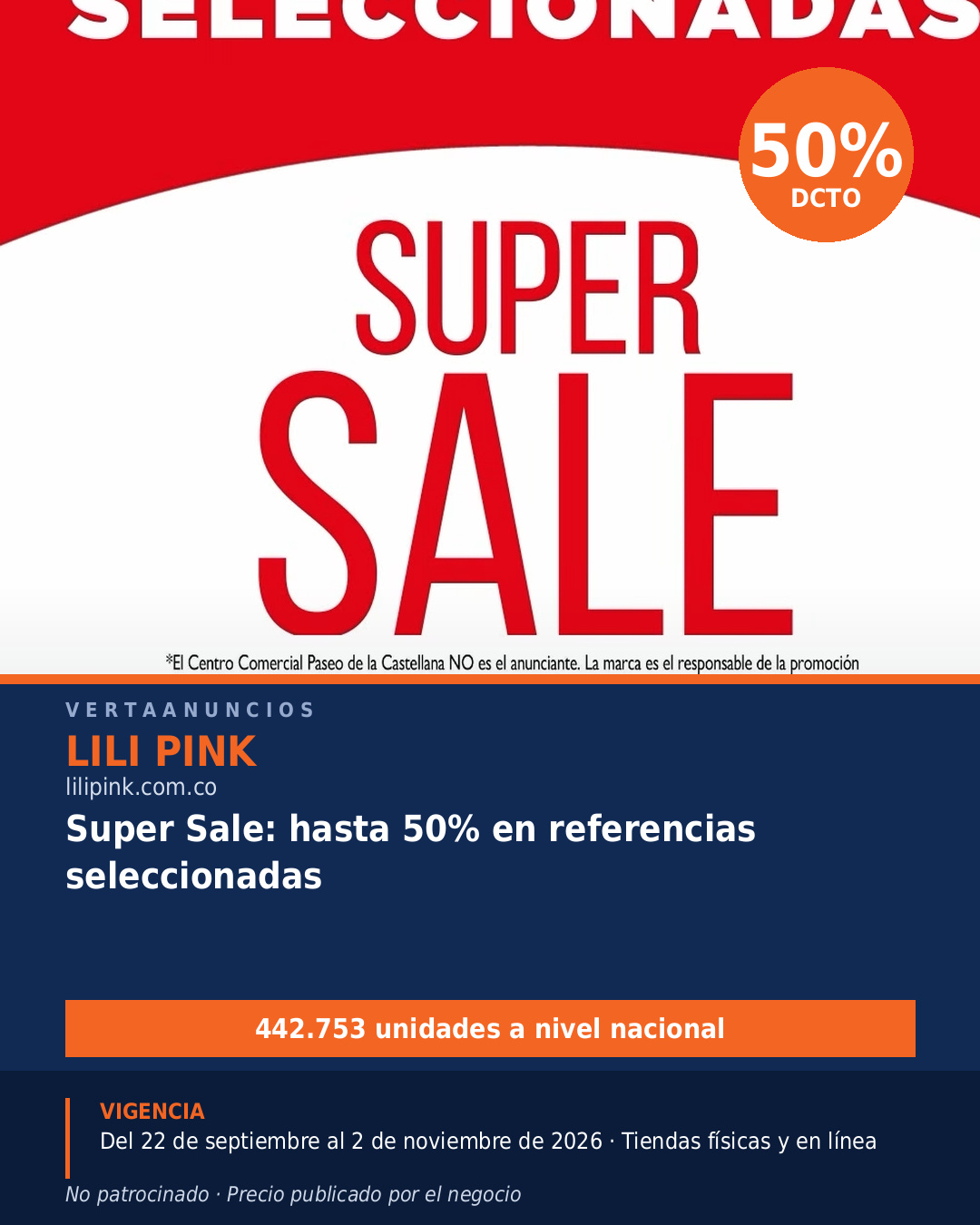Super Sale: hasta 50% en referencias seleccionadas — Lili Pink
