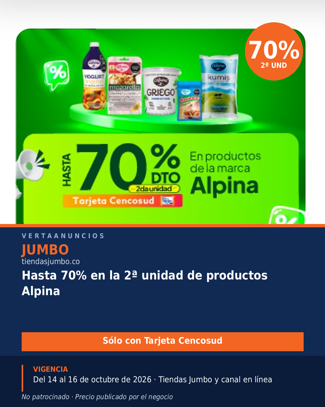 Hasta 70% en la 2ª unidad de productos Alpina — Jumbo